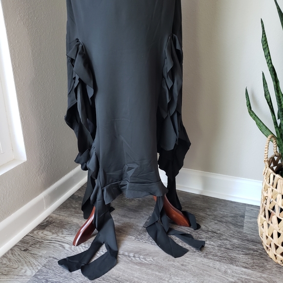 Denim Tube Top Fringed Midi Dress main image 1